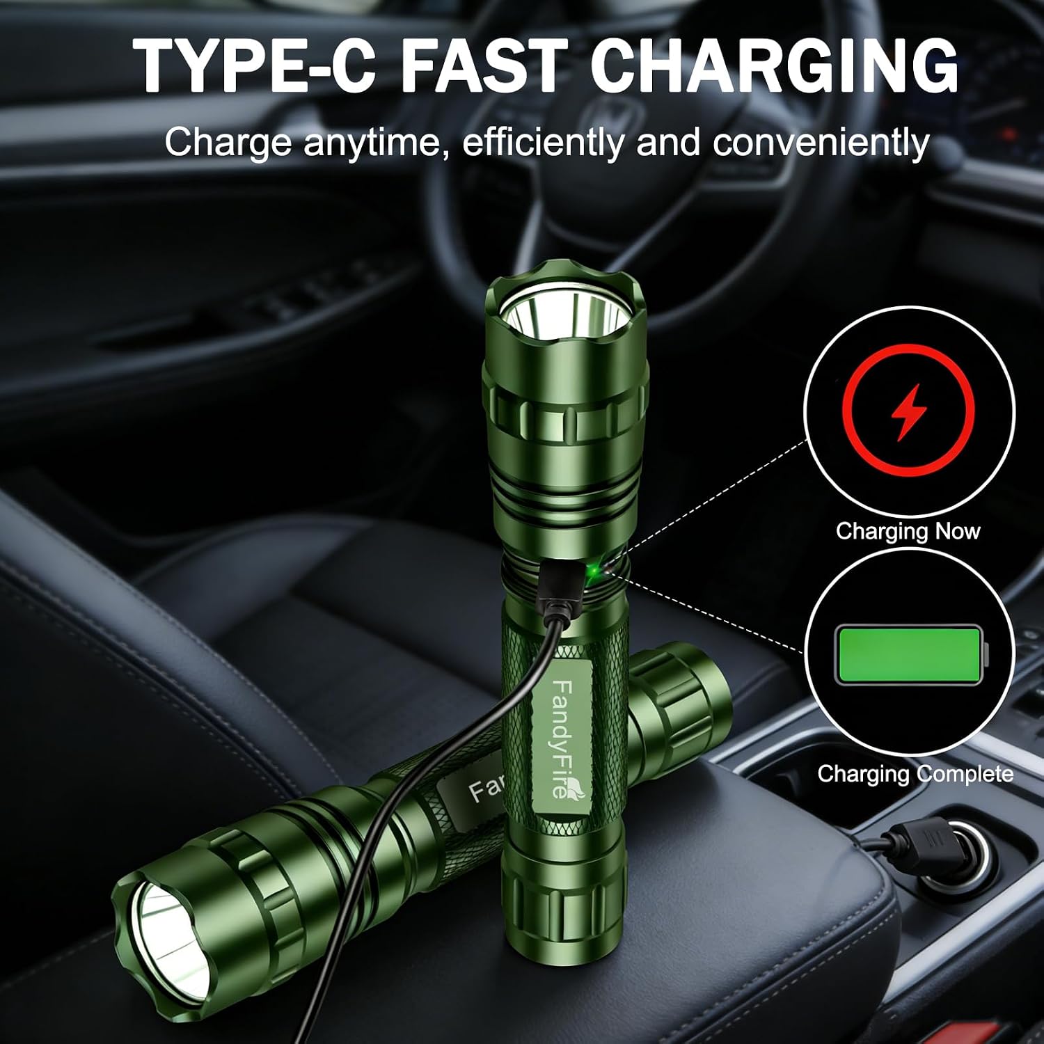 FandyFire® WF-501BX-G Tactical Rechargeable Flashlight & Holster