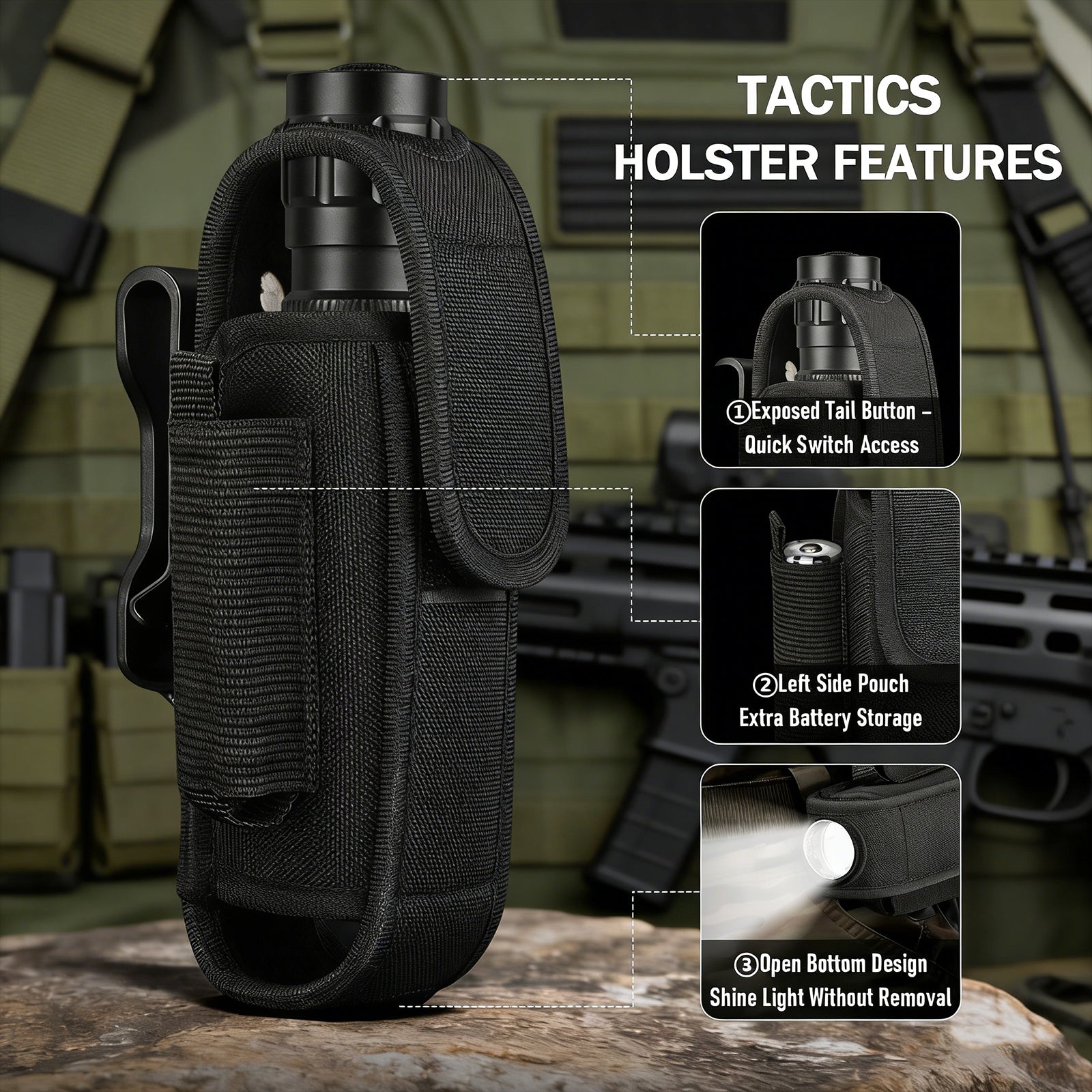 WF-501BX Tactical Rechargeable Flashlight & Holster