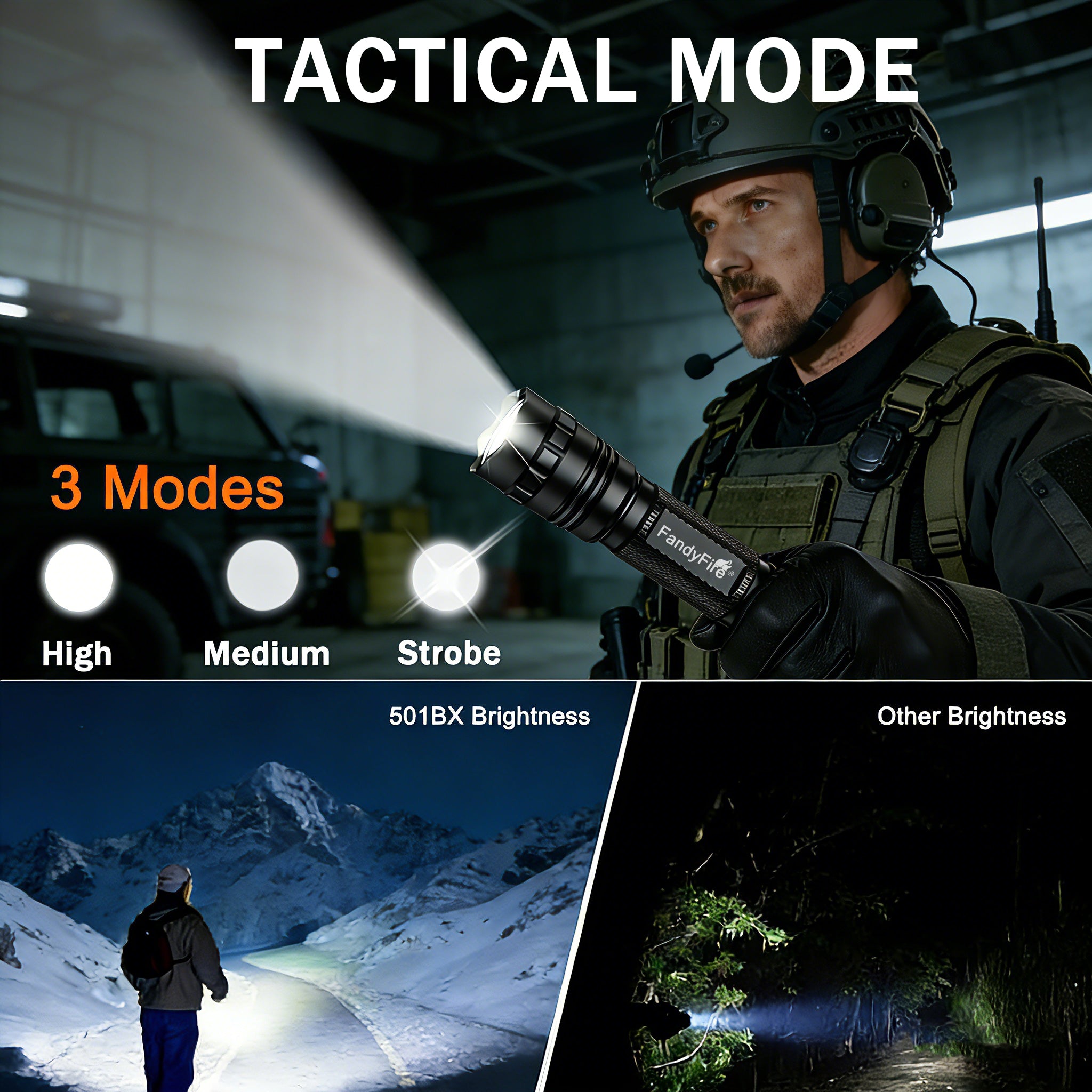 WF-501BX Tactical Rechargeable Flashlight & Holster