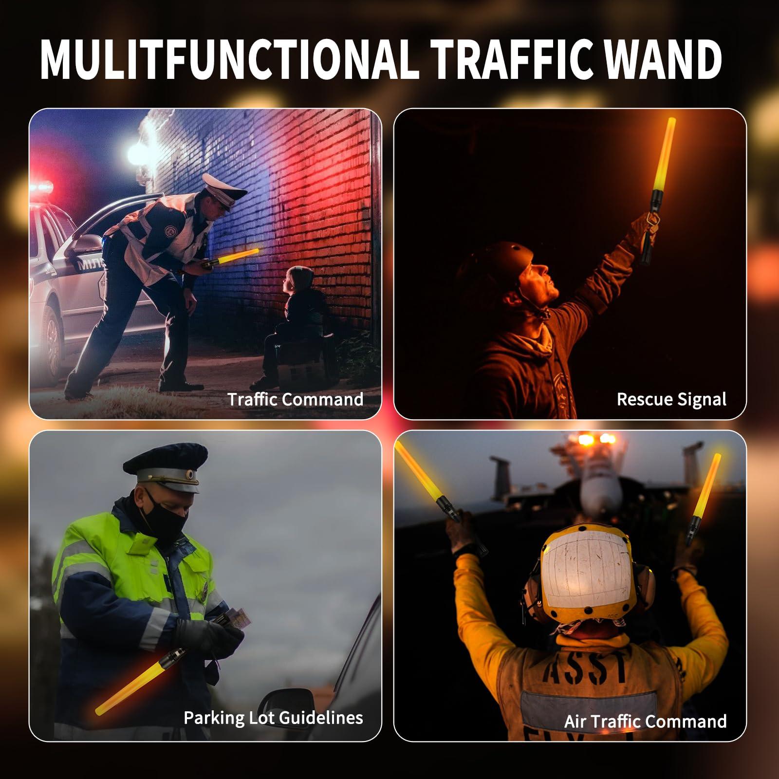 Multifunctional traffic wand for traffic command, rescue signal, parking lot, and air traffic control.