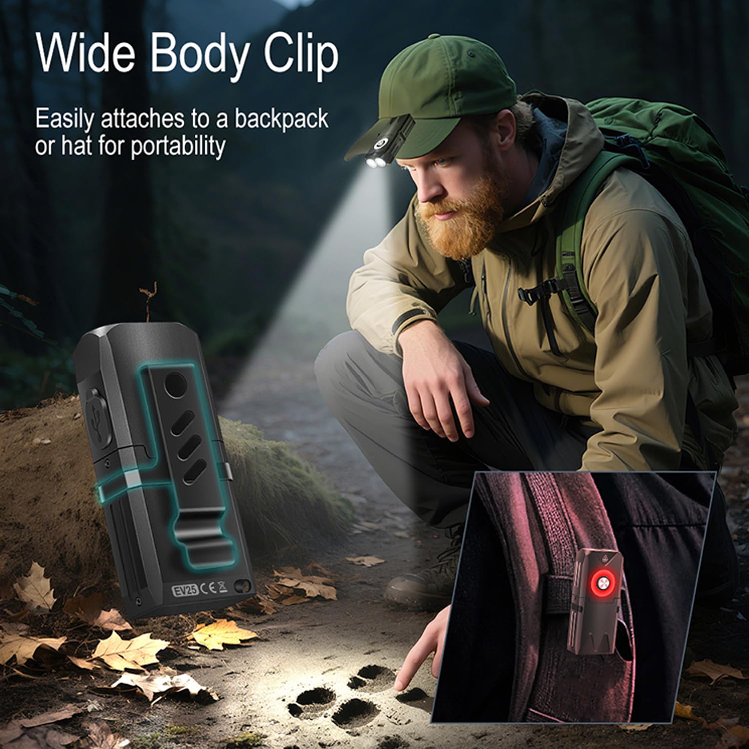 FandyFire 650 High Lumen Clip-on Light EDC Keychain Flashlight,Rechargeable Mini Flashlight with RGB Light, IP66 Waterproof,Portable Clip & Tail Magnet for Emergency Gear(EV25)
