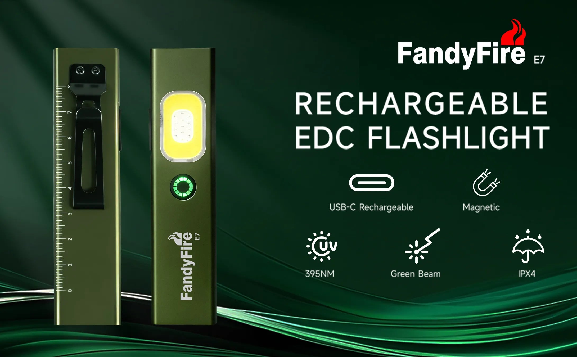 FandyFire® E7 EDC Grüne Laser Taschenlampe