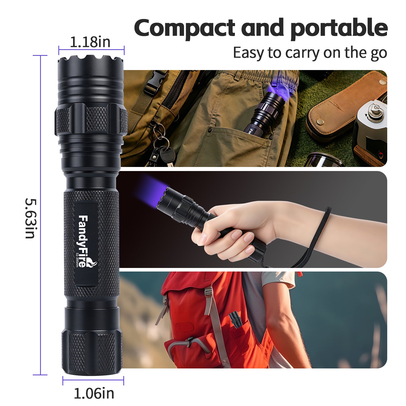 S1 395nm Professional UV Flashlight