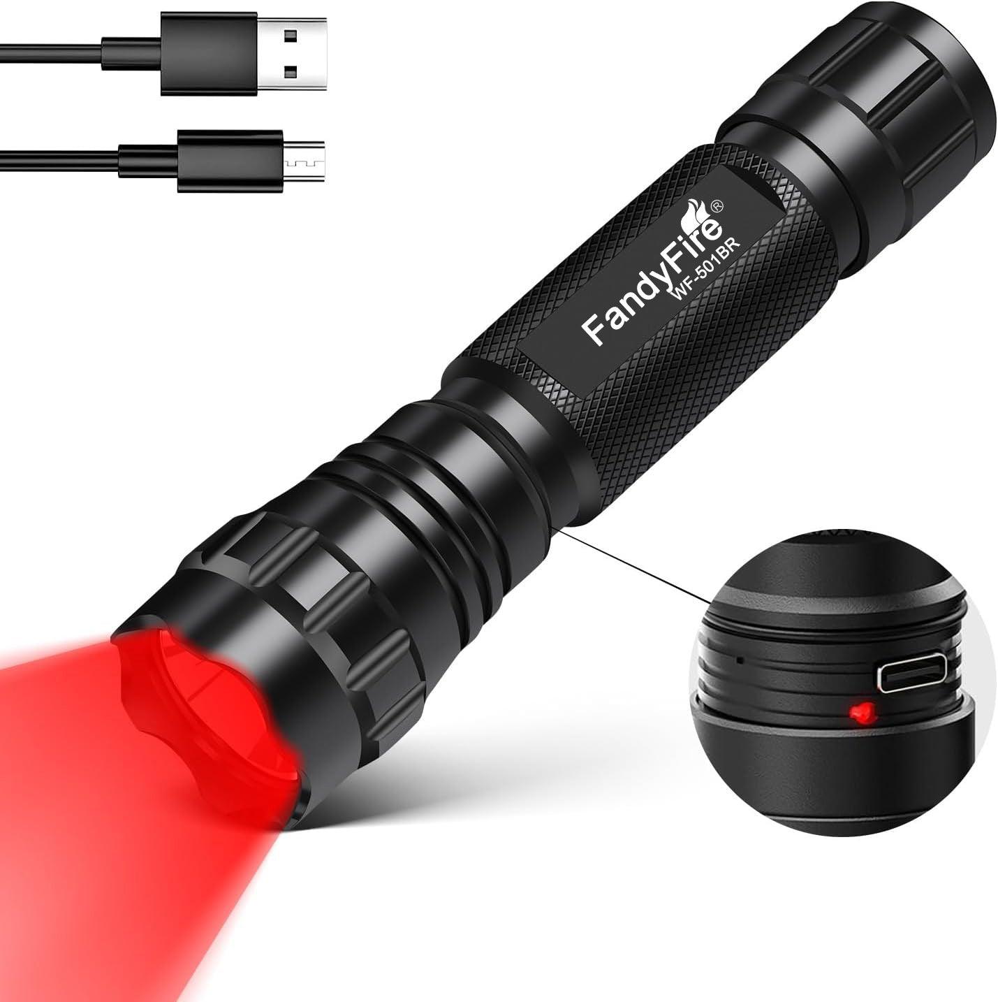 FandyFire WF-501BR Zoom Red LED Rechargeable Flashlight - FandyFire