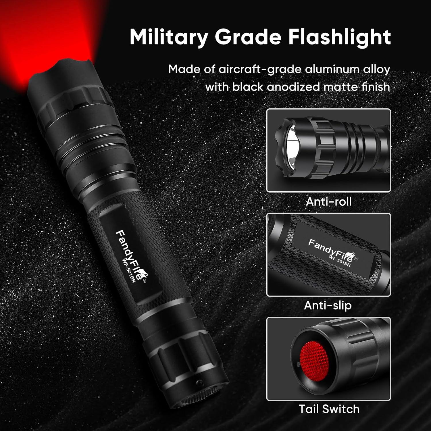 FandyFire WF-501BR Zoom Red LED Rechargeable Flashlight - FandyFire