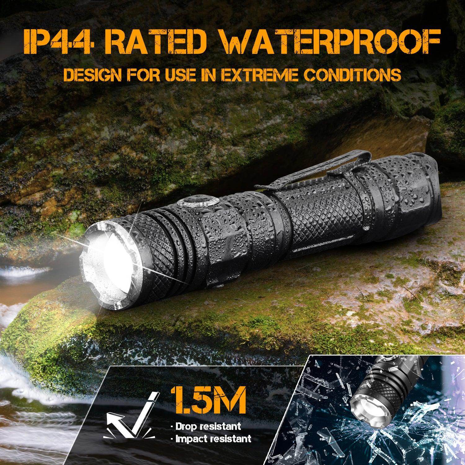 FandyFire M10 1200 Lumen Tactical Flashlight, 984ft Range, Waterproof - FandyFire