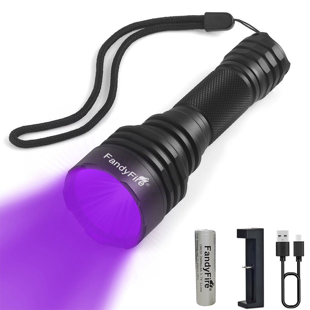 FandyFire 395-405nm UV LED Flashlight for curing UV glue, detecting pet urine stains