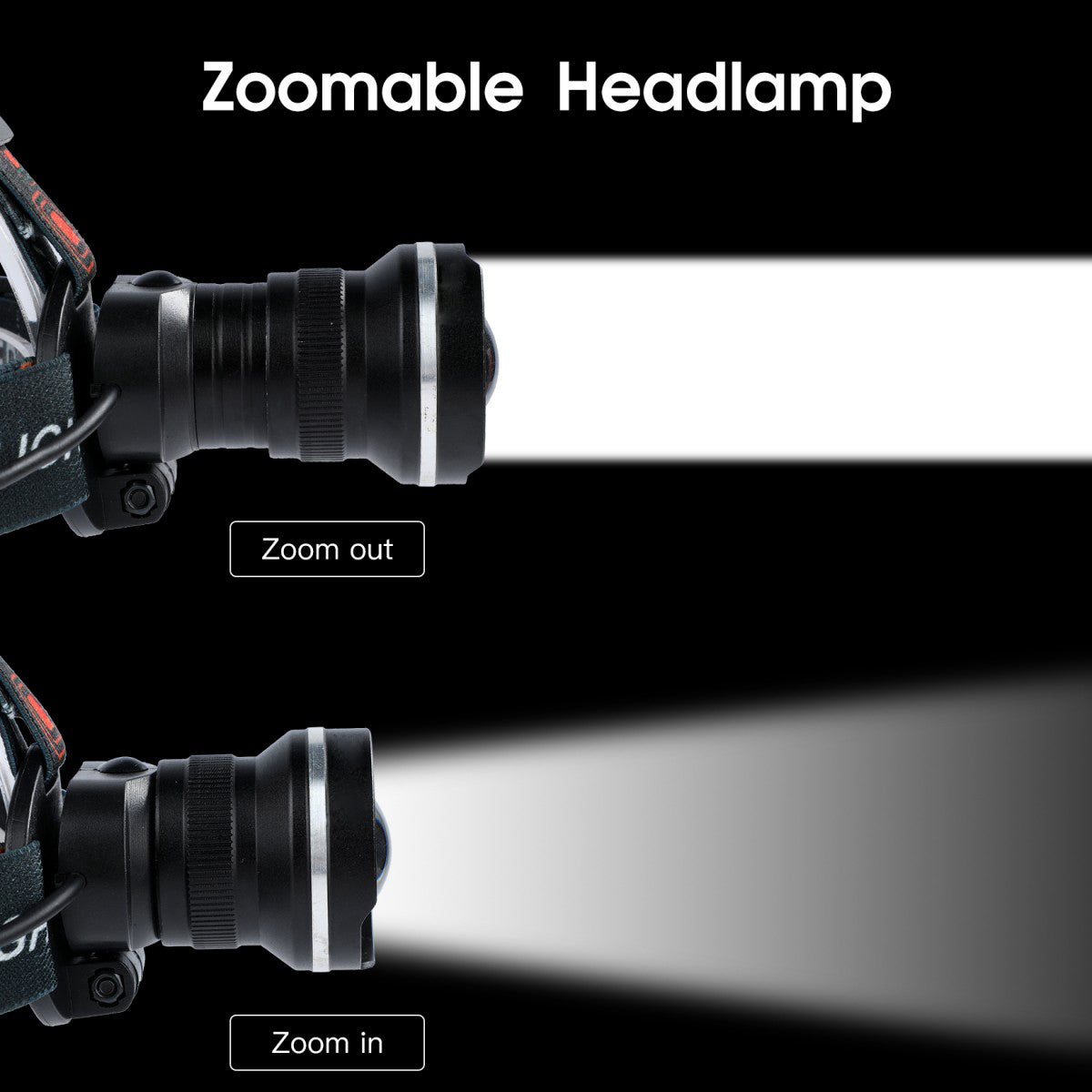 FandyFire 600 lumen T6 white LED headlight, 4-speed zoom, IPX4 waterproof