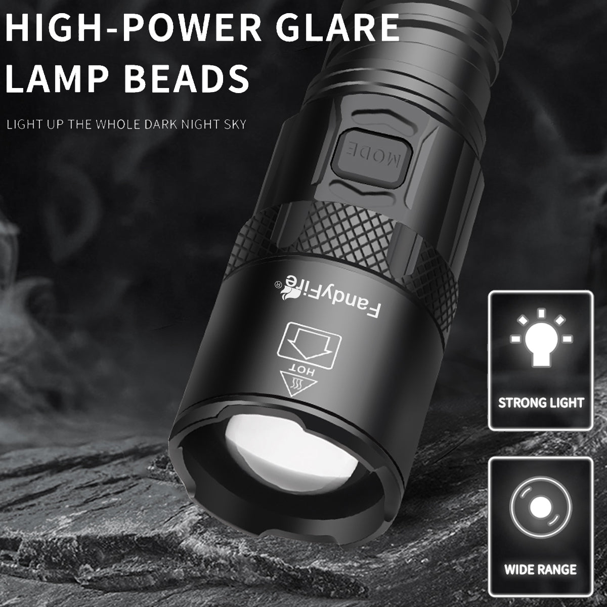 FandyFire Handheld Rechargeable Torch, 2000 Lumen XHP160 LED Torch, 5 Modes