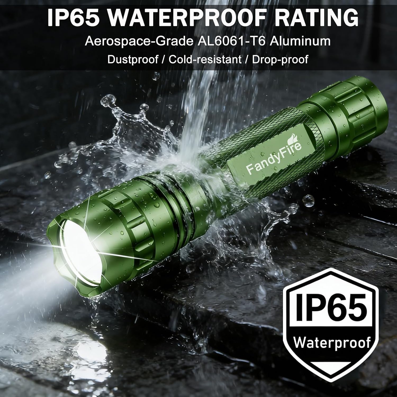 FandyFire® WF-501BX-G Tactical Rechargeable Flashlight & Holster