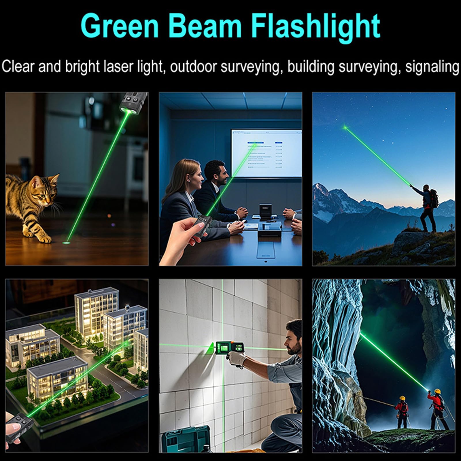 FandyFire 1100 Lumen Small EDC Keychain Flashlight with Green Beam - Rechargeable RGB LED Clip on Flashlight, Multi-Functional and Magnetic Tail Suitable for Outdoor Emergency Gear
