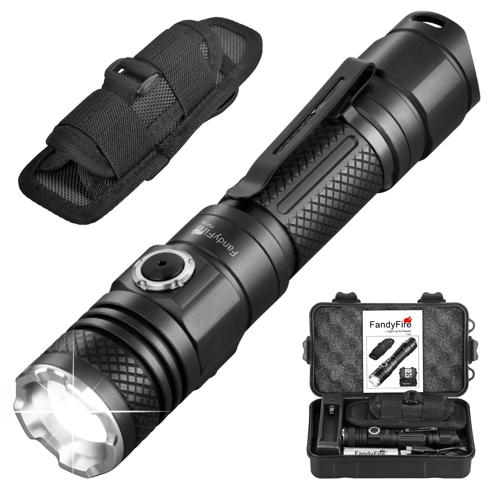 FandyFire M10 1200 Lumen Tactical Flashlight, 984ft Range, Waterproof - FandyFire