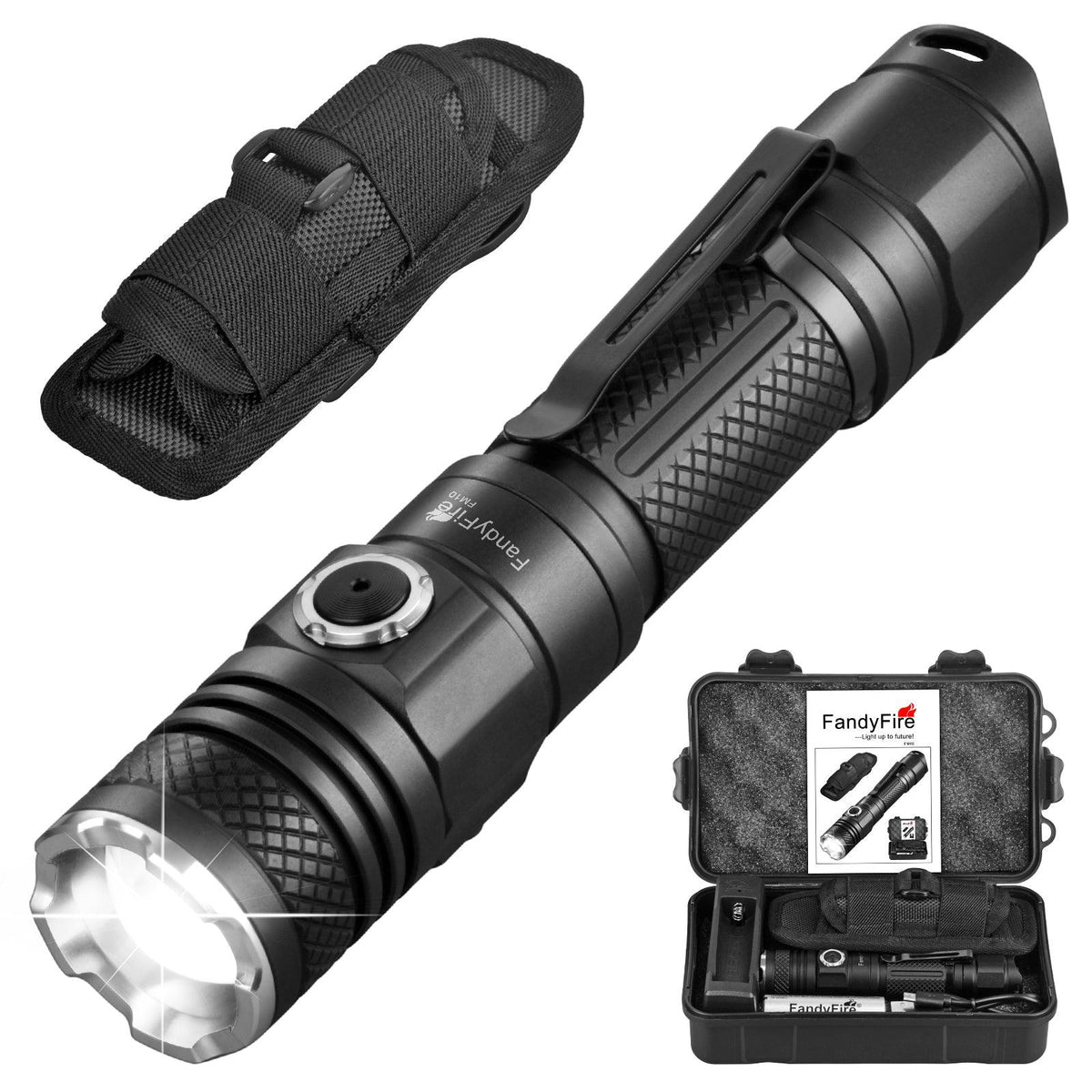 FandyFire M10 1200 Lumen Tactical Flashlight, 984ft Range, Waterproof