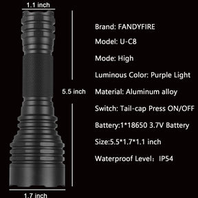 FandyFire C8 UV Flashlight 395-405nm